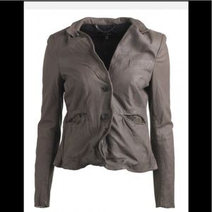 Muubaa Japonica Leather Blazer in Gun Grey